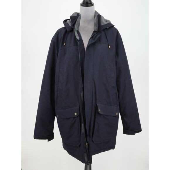 Lands End Coat Mens Medium 38 40 Navy Blue Zip Hooded Fleece Lined Jacket Cargo - Picture 6 of 16